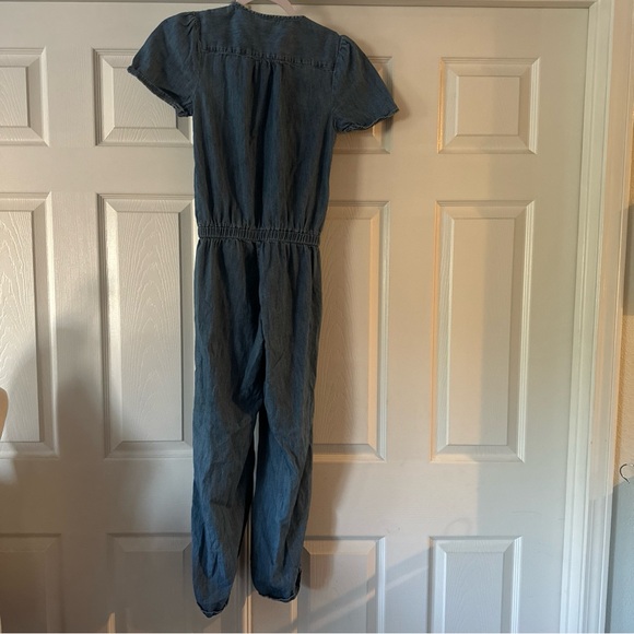 Gap Denim Girls Jumpsuit Size XL Regular Blue Pockets Cuffs Drawstring - Picture 7 of 10